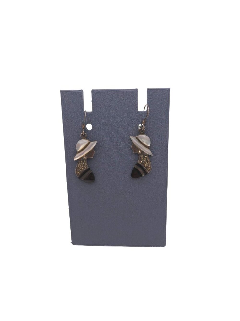 Chapal Zenray Lady Earrings Ruby MOP Marcasite Onyx Sterling Silver Silhouette